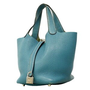 Hermes Picotin Lock PM handbag, Taurillon Clemence leather, Blue Jean, □P sta...